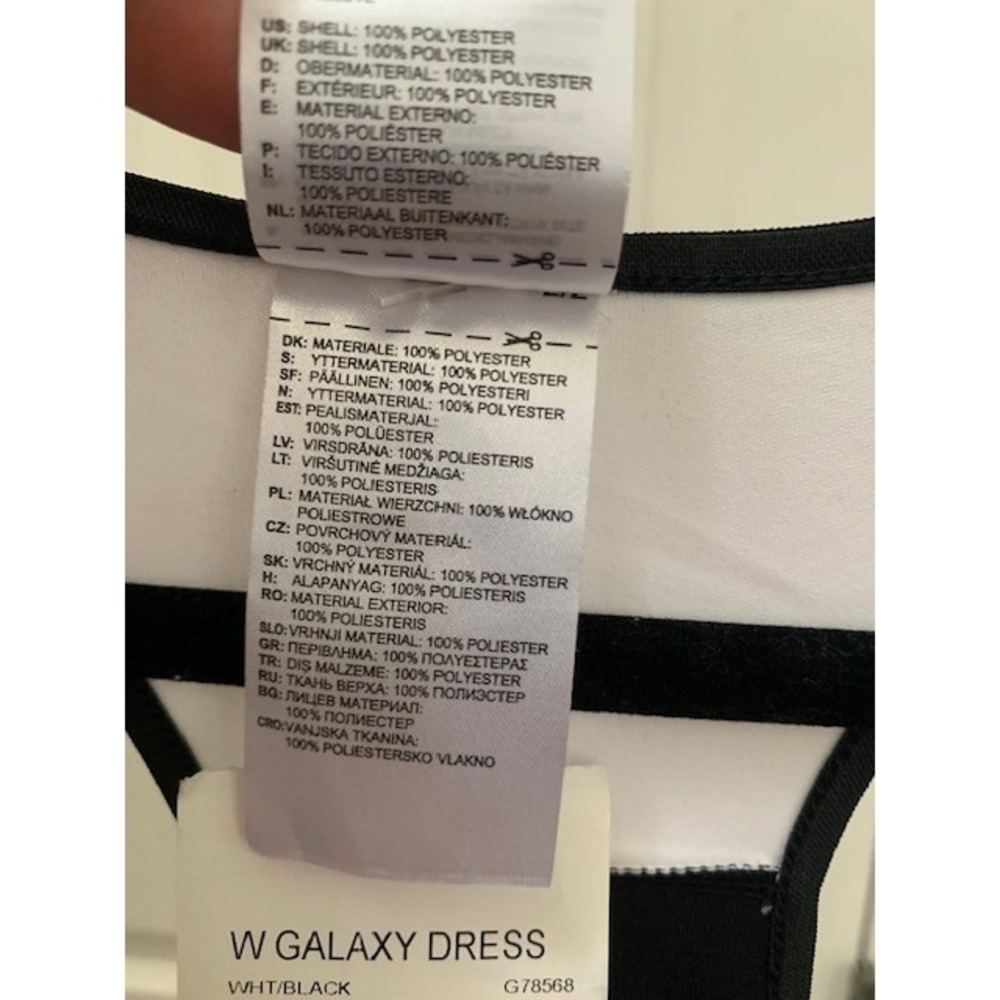 Adidas Womens Galaxy Dress White Black Racerback Tennis Activewear Size L - Picture 4 of 5